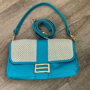 Divina Firenze Almost New! Turquoise Leather Shoulder Bag Y2K styled 11”X7”